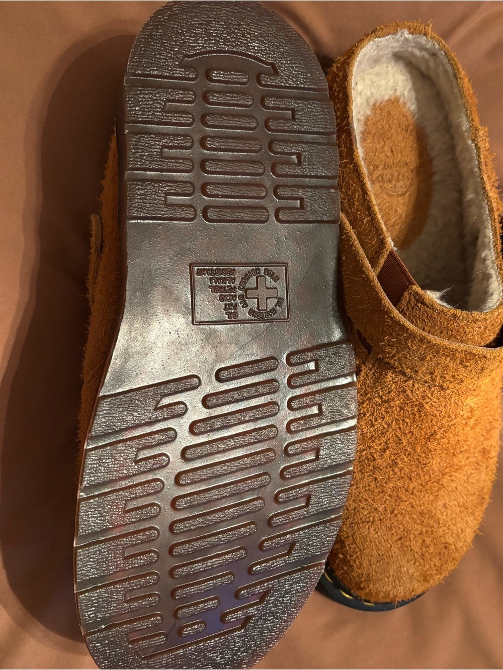 Dr. Martens Isham Pecan Long Napped Buckle Clog with Shearling Lining L8 M7 - Picture 5 of 5